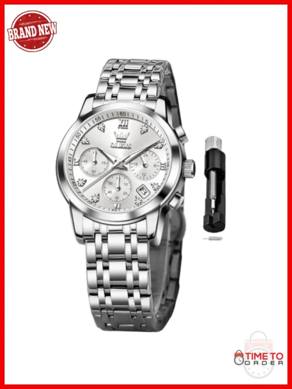 Women's Analog Quartz Watch Stainless Steel Waterproof Diamond Multifunction